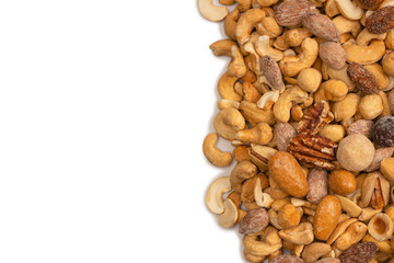 A group of almonds, pistachios, walnuts, macadamia, cashews.