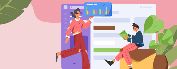 Business people working in flat vector concept operation hand drawn illustration
