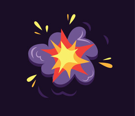 Concept Boom explosion. This is a flat, cartoon-style illustration depicting an explosion or 