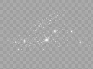 The dust is yellow. yellow sparks and golden stars shine with special light. Vector sparkles on a transparent background.