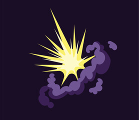 Concept Boom explosion clouds. This is a flat, cartoon-style illustration depicting an explosion or 