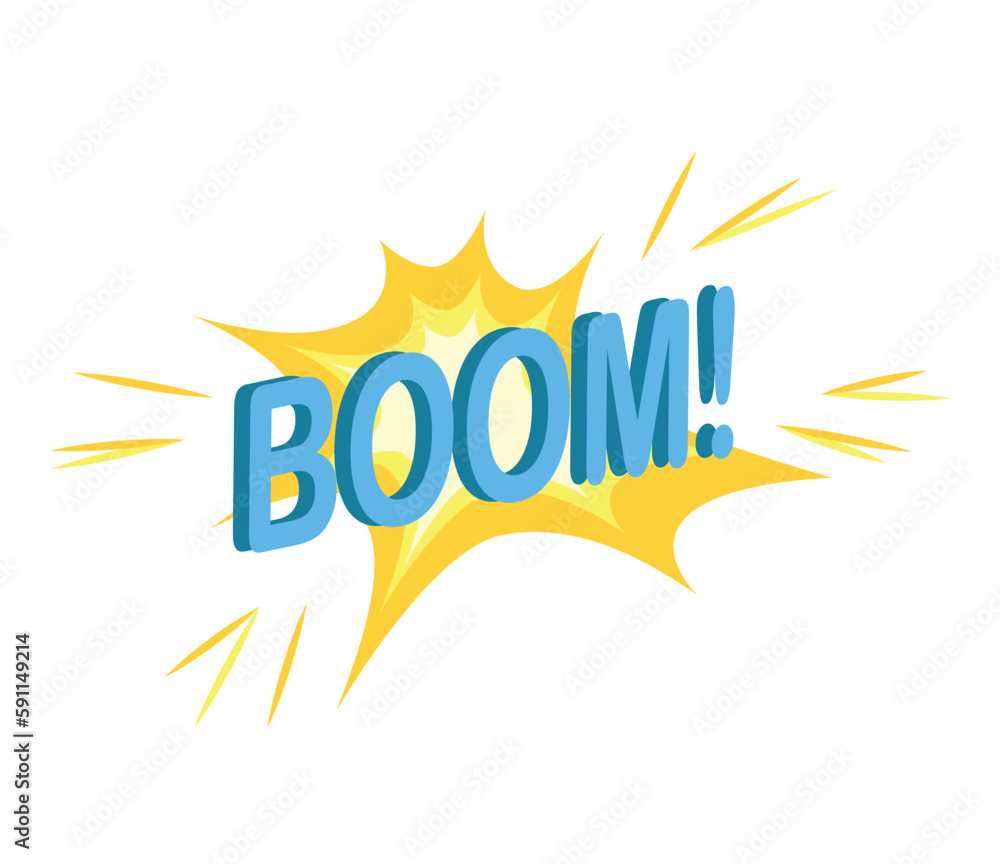 Poster concept text boom explosion. this flat, cartoon-style illustration is designed for web use and featu