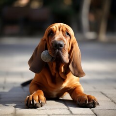  photo of a bloodhound showing no care in the world created using generative artificial intelligence tools. - obrazy, fototapety, plakaty