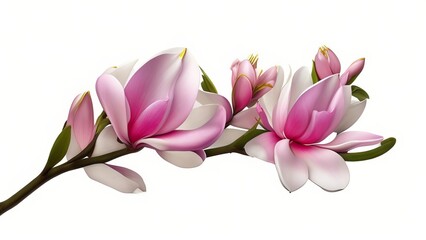Fototapeta na wymiar A pink magnolia on white background. Generative AI.