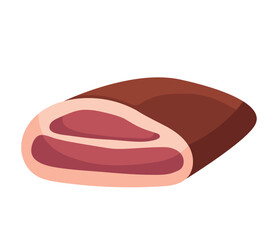 Concept Meat chicken ham. This illustration depicts a succulent ham as a meat product, presented in a flat and cartoonish style. Vector illustration.