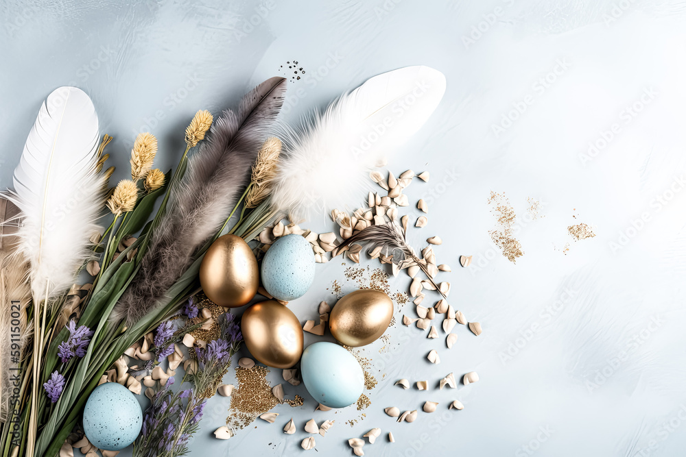Poster golden easter eggs were generated using ai - generative ai.