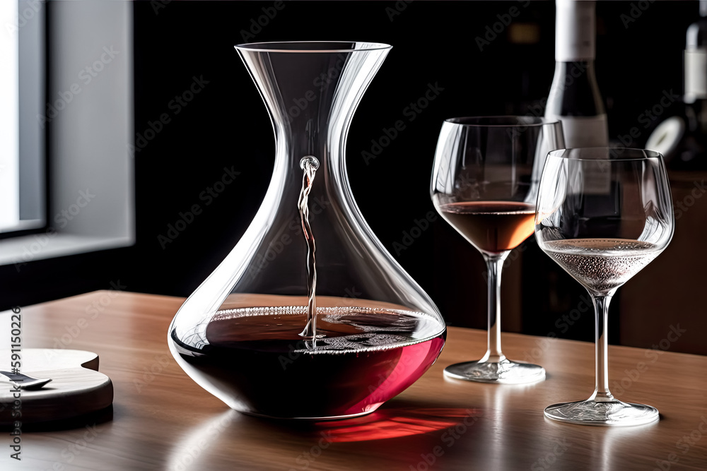 Aufkleber a wine decanter was created with an unusually curvy shape - generative ai.