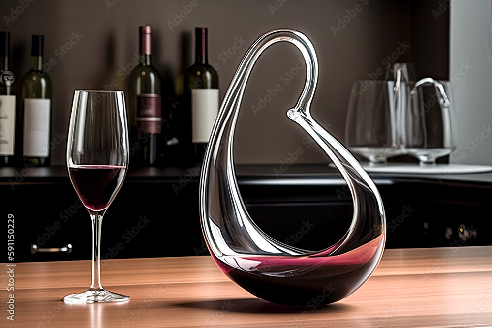 Poster an unusually-shaped wine decanter was created - generative ai.