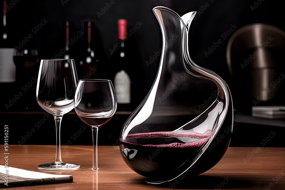 Poster an unusually shaped wine decanter was created - generative ai.