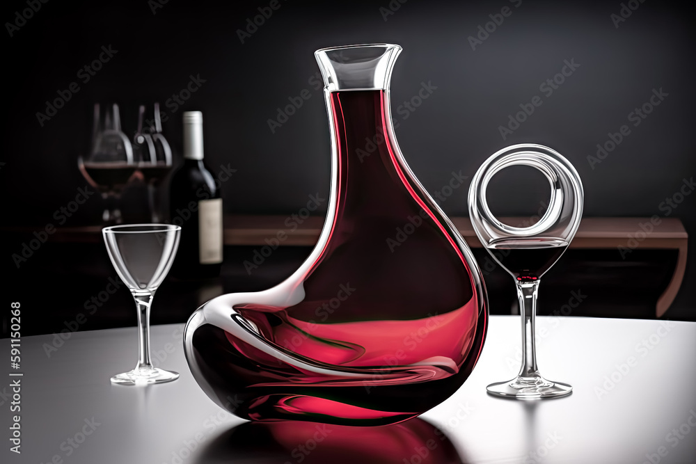 Aufkleber an unusually shaped wine decanter was created with a bottle - generative ai.