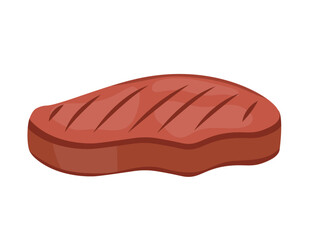 Concept Meat grilled steak. This is a flat illustration of a grilled steak that could be used in a web or cartoon context. Vector illustration.