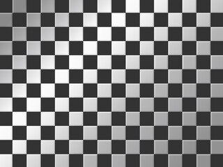 Fototapeta premium 市松模様のメタリック背景 横位置 ブラック＆シルバー