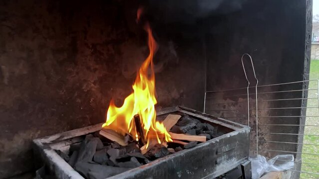 image of fire emitting at barbecue