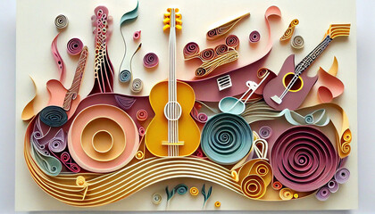 World music day background illustration. Generative AI.