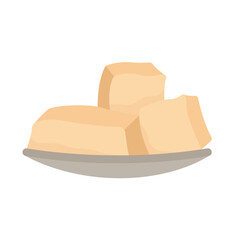 Concept Milk product butter. This is a cartoon-style flat illustration for a web concept featuring a milk product theme. The illustration depicts a pat of butter on a plate. Vector illustration.