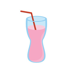 Concept Milk product milkshake. This is a cartoon-style flat illustration for a web concept featuring a milk product theme. The illustration depicts a glass of milkshake. Vector illustration.