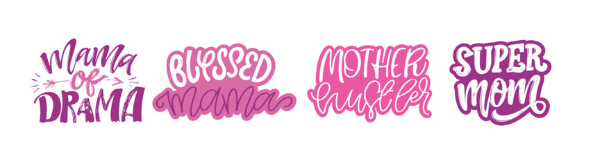 Obraz premium Happy Mothers Day - cute lettering postcard. Lettering fot t-shirt design, mug print.