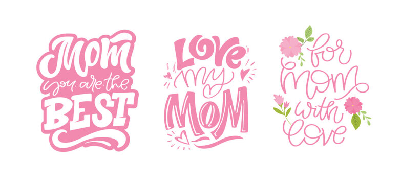 Happy Mothers Day - cute lettering postcard. Lettering fot t-shirt design, mug print.
