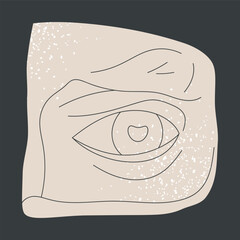 Antique plaster eye sculpture. Classical greek marble eye, greek ancient god body part flat vector background illustration