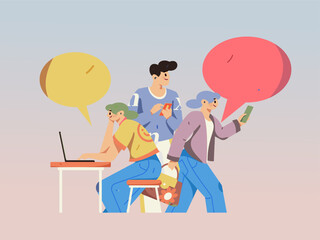 Business people working in flat vector concept operation hand drawn illustration
