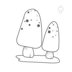 Wild mushroom doodle illustration for decoration on garden and nature concept.
