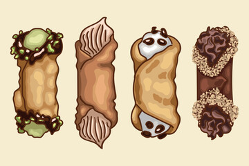 Traditional Sicilian dessert Canoli set
