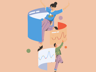 Business people working in flat vector concept operation hand drawn illustration
