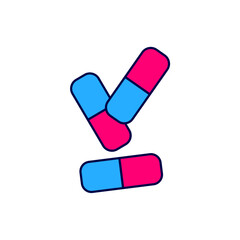 Filled outline Vitamin complex of pill capsule icon isolated on white background. Healthy lifestyle. Vector