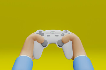 Joystick gamepad, game console or game controller. Computer gaming. Cartoon minimal style. Wireless Video games controller for computer or portative game station. 3D render