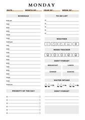 Minimalist planner pages templates daily planner monday