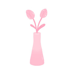 Cute pastel pink flower vase sticker about bedroom stationary