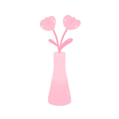 Cute pastel pink flower vase sticker about bedroom stationary