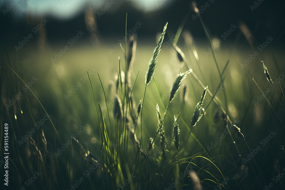 Poster background-perfect selective focus image of grass in the field. generative ai