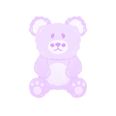 Cute pastel purple teddy bear doll toys sticker about bedroom stationary