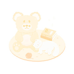 Cute pastel yellow teddy bear doll toys sticker about bedroom stationary