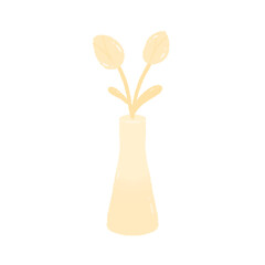 Cute pastel yellow flower vase sticker about bedroom stationary