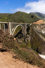 Bixby Creek Bridge, also known as Bixby Canyon Bridge, is on the Big Sur coast of California, USA. It is a reinforced concrete open-spandrel arch bridge.