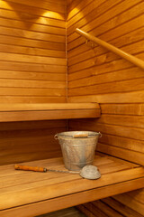 Fototapeta na wymiar Sauna interior photo - indoor from a house