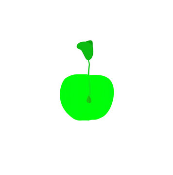 green apple with leaf, germinate from seed