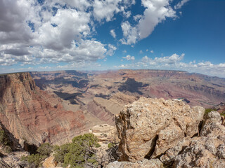 The South Rim of the Grand Canyon National Park, carved by the Colorado River in Arizona, USA. Unique natural geological formation. The Yaki Point.
