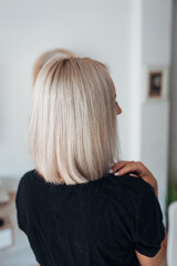 Haircut style close up shot in interior