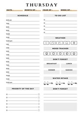 Minimalist planner pages templates daily. tuesday plan