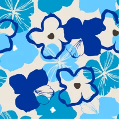 Floral seamless pattern or background, abstract blue flowers design © Danussa