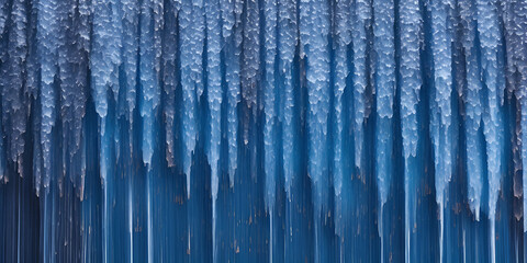 Icicles on a blue background. Generative AI