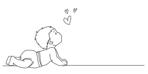 Vector cartoon illustration of a cute baby