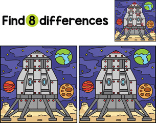 Lunar Lander on the Moon Find The Differences
