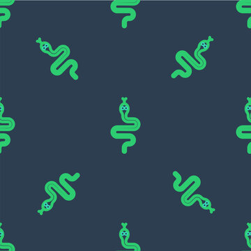 Line Snake icon isolated seamless pattern on blue background. Vector