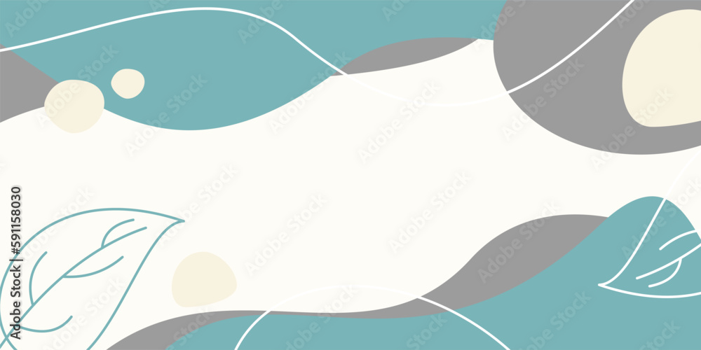 Poster awesome color earth day background of abstract shapes, waves and leaves pattern with free space for 