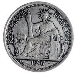 pièce de monnaie république française année 1896 en argent, PNG fond transparent