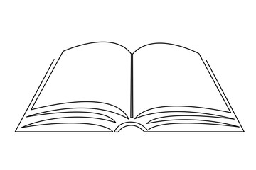 Book one line art,hand drawn continuous contour.Minimalist design,simple decoration.Education studying learning concept outline.Editable stroke.Isolated.Vector illustration